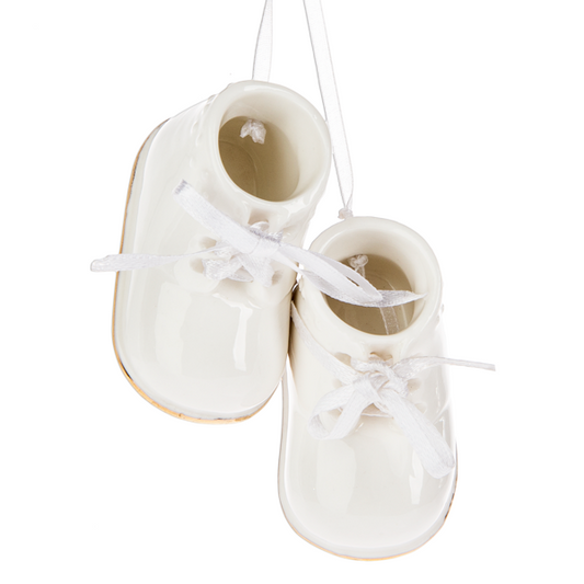 Ornament, White Baby Booties