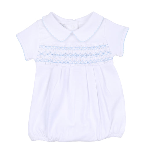 Molly & Brody Blue Smocked Collared Bubble