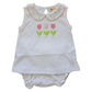Girl's Sleeveless Collared Diaper Set with 3 Tulips Applique