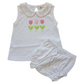 Girl's Sleeveless Collared Diaper Set with 3 Tulips Applique