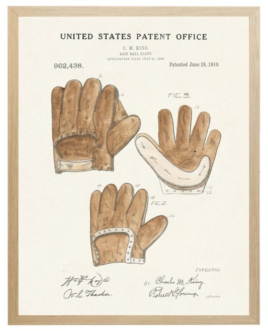 Framed Art, Baseball Glove Patent