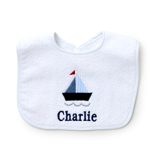 Bib with Applique, Sailboat