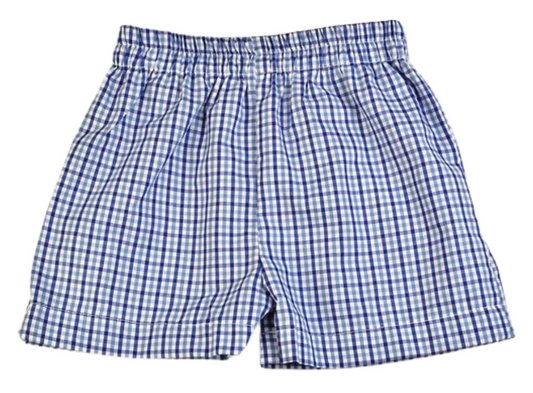 Boys Shorts 2 Tone Blue Check