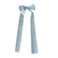 Double Satin Long Tail Hair Bow, Light Blue and White
