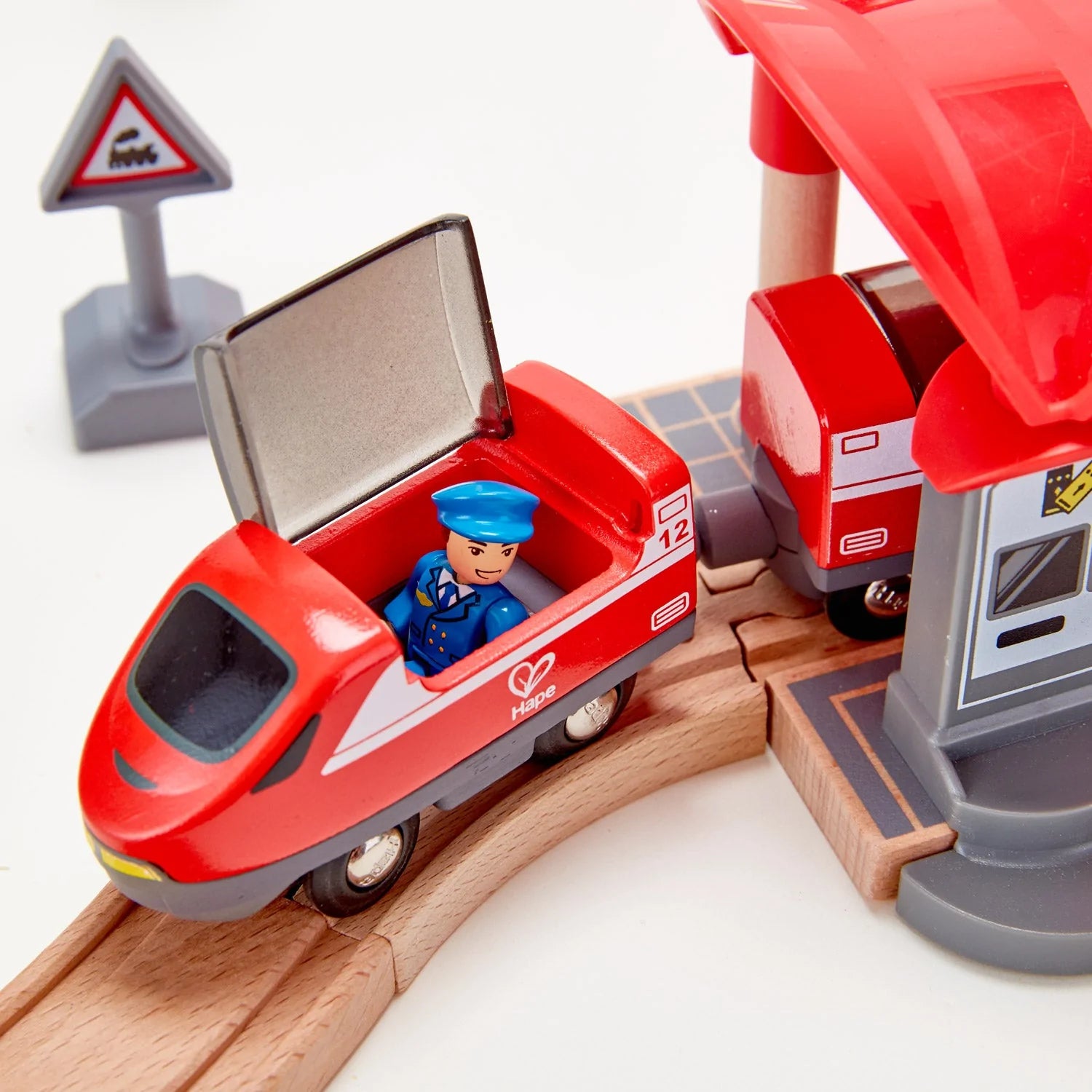 Hape Busy City Train With Driver Pretend Play Railway Set for Kid