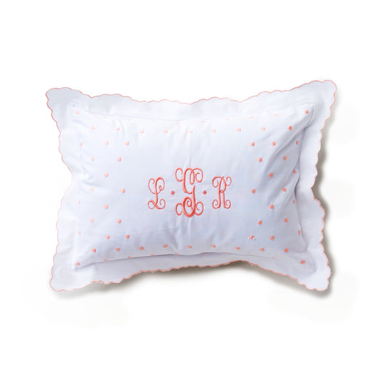 Embroidered Swiss Dot Boudoir Pillow