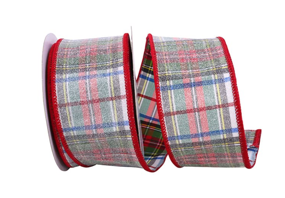 Frosted Plaid Wired Ribbon- 2.5 inch width