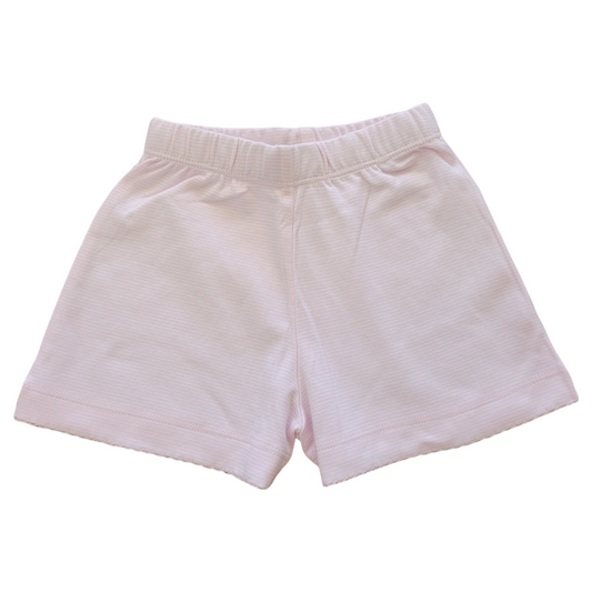 Girl Cotton Play Shorts, New Light Pink Thin Stripe