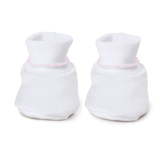 Infant Booties, White with Pink