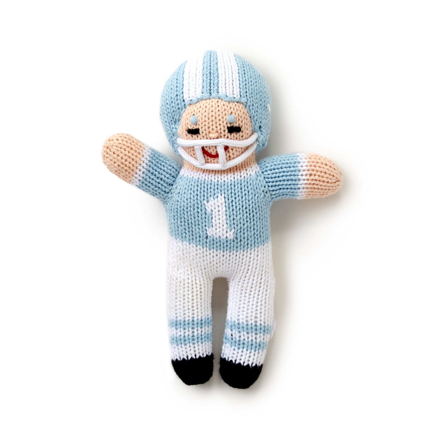 Knit Rattle, Blue Football Player