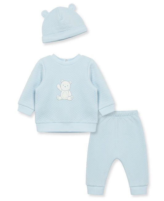 Bear Quilted Light Blue 3pc Pant Set