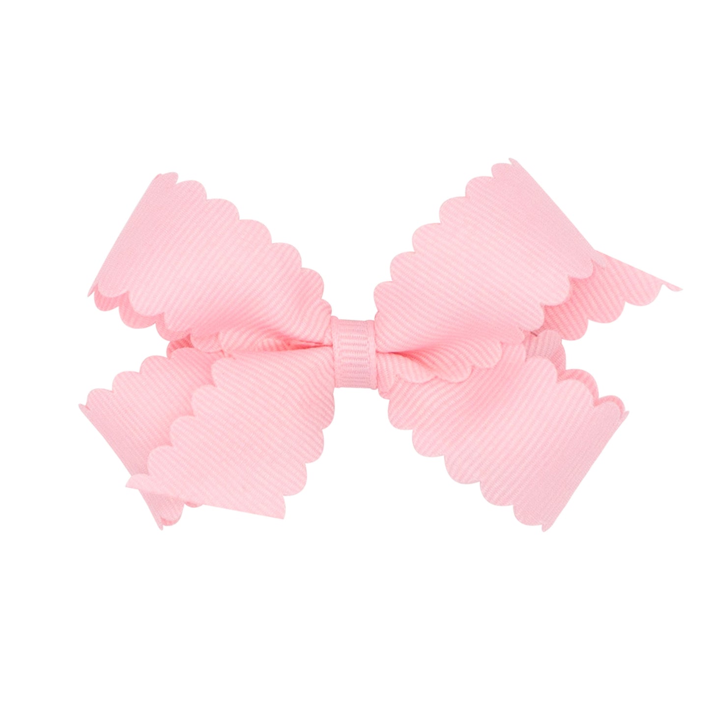 Mini Scallop Hair Bow, Light Pink