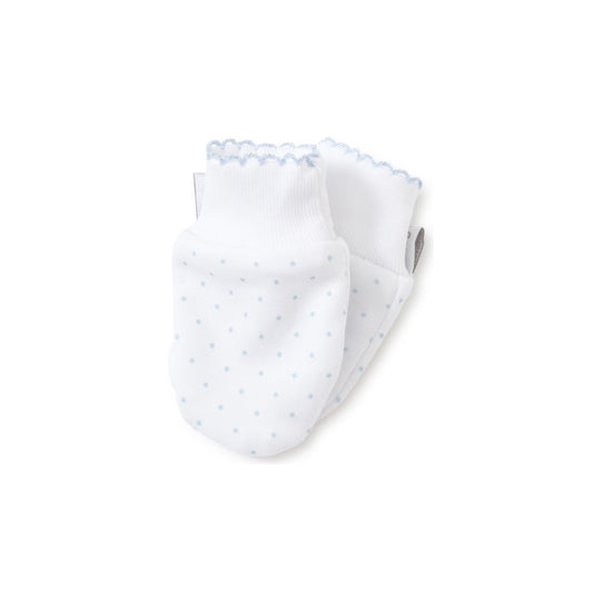 Polka Dot Mittens, White with Blue