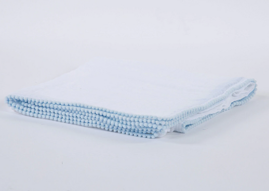 Muslin Swaddle, White with Light Blue