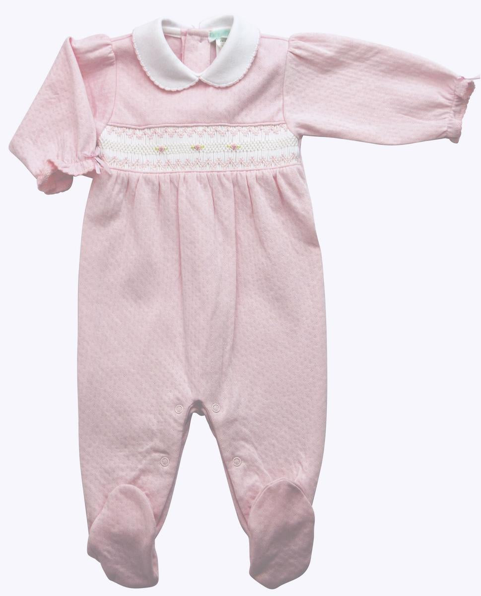 Sweet Pink Pointelle Smocked Footie