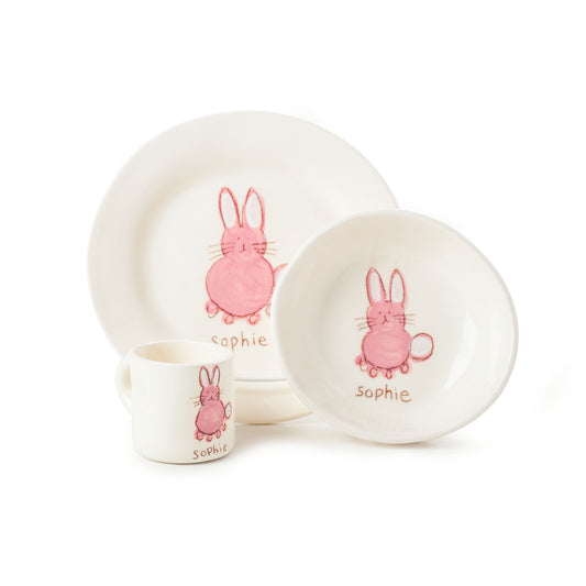 Personalized 3 Piece Dish Set, Bunny