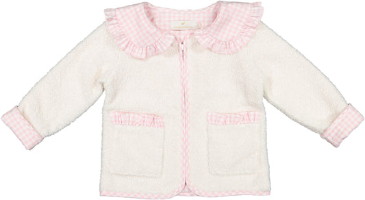Pink Collar Gingham Fleece Jacket
