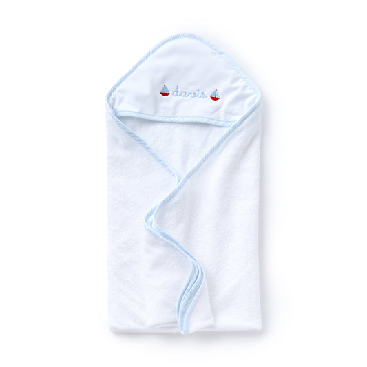 Hooded Towel, Seersucker Trim