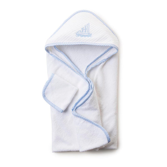 Hooded Towel, Blue Gingham Trim