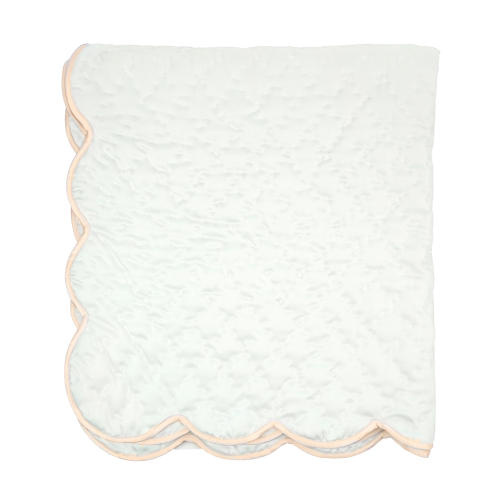 White with Pink Quilted Satin Baby Blanket