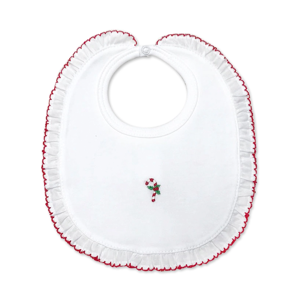 Girl Candy Cane Ruffled Bib