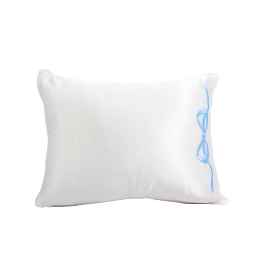 Satin Baby Pillow with Blue Bow