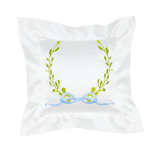 Square Satin Baby Pillow with Wreath