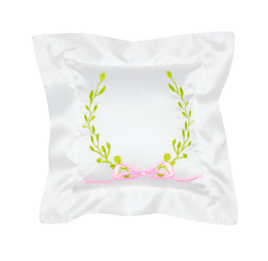 Square Satin Baby Pillow with Wreath