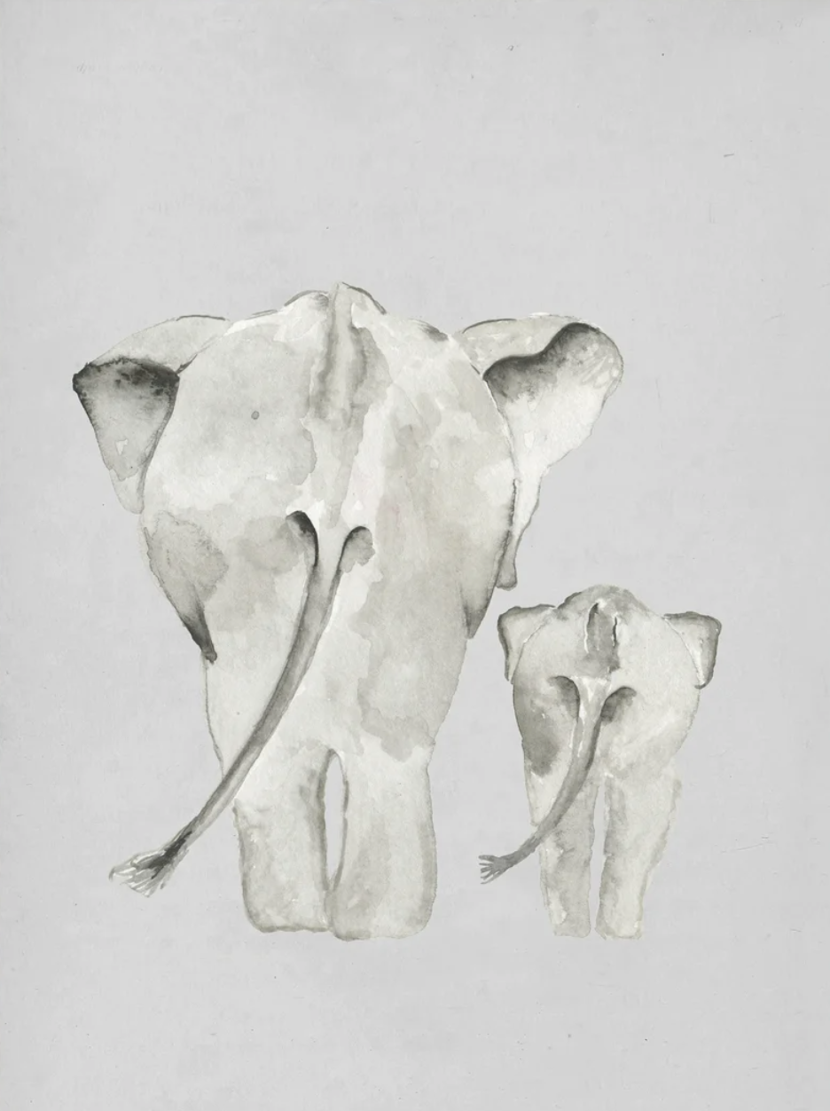 Framed Art, Mother & Baby Elephants