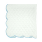 White with Blue Quilted Satin Baby Blanket