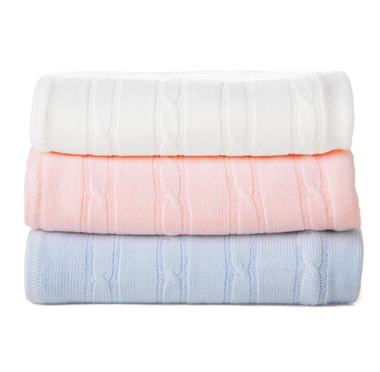 Deliciously Soft Cable Knit Blanket, Pink