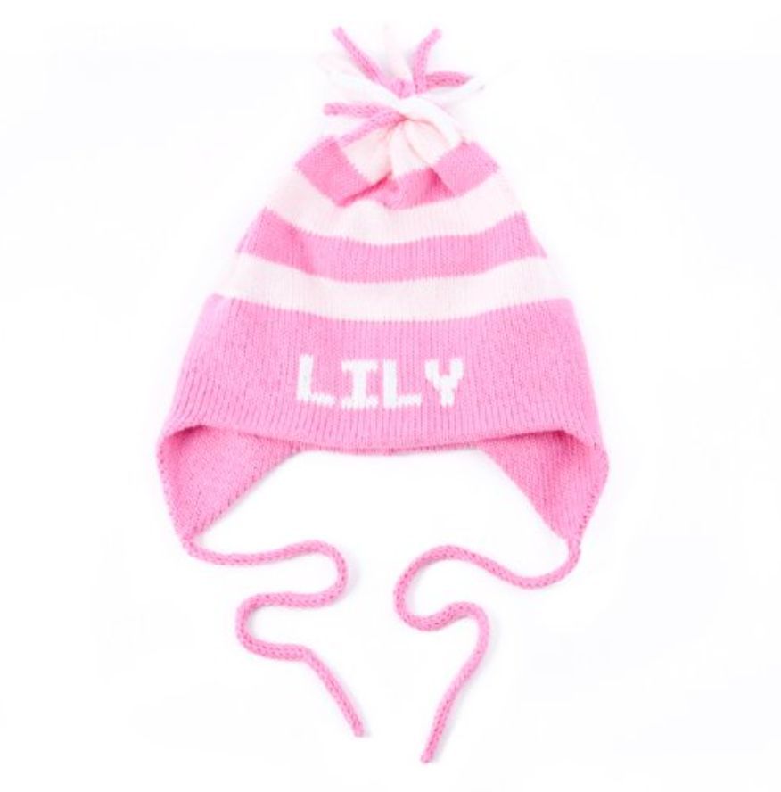 Ear Flap Hat with Name, Stripe