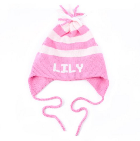 Ear Flap Hat with Name, Stripe