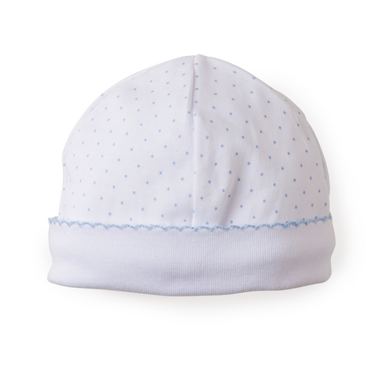 Polka Dot Hat, White with Blue