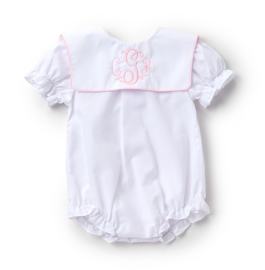 Girl's White with Pink Square Collar Bubble