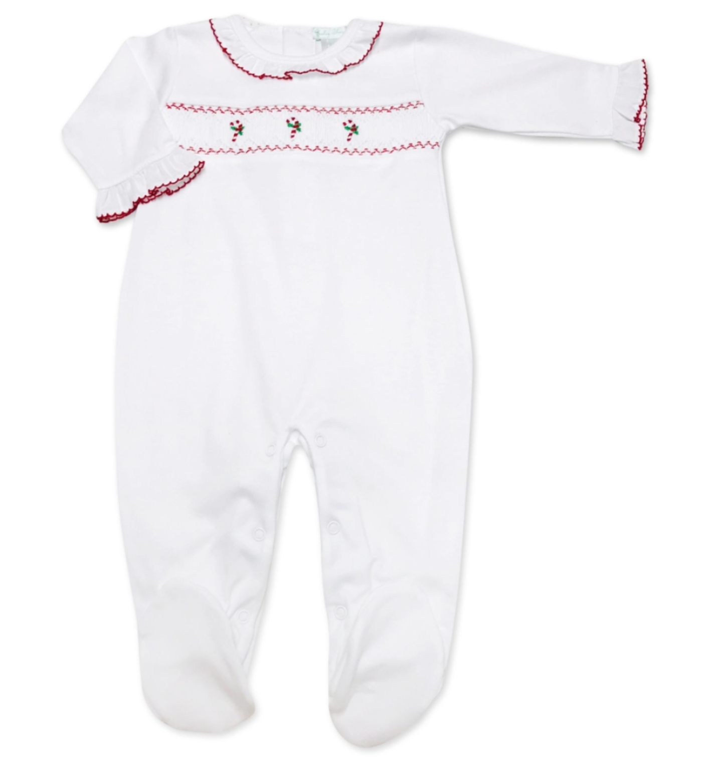 Girl Candy Cane Smocked Footie