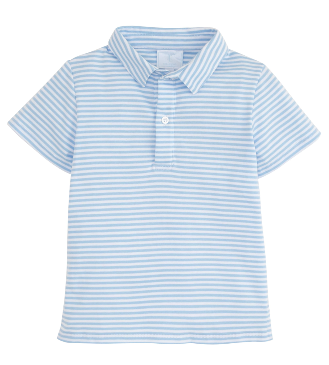 Short Sleeve Striped Polo Shirt, Lt Blue Stripe