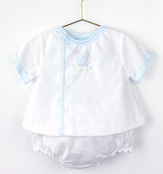 Lamb Shadow Embroidery Diaper Set