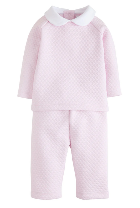 Girl's Quilted Pant Set, Pink