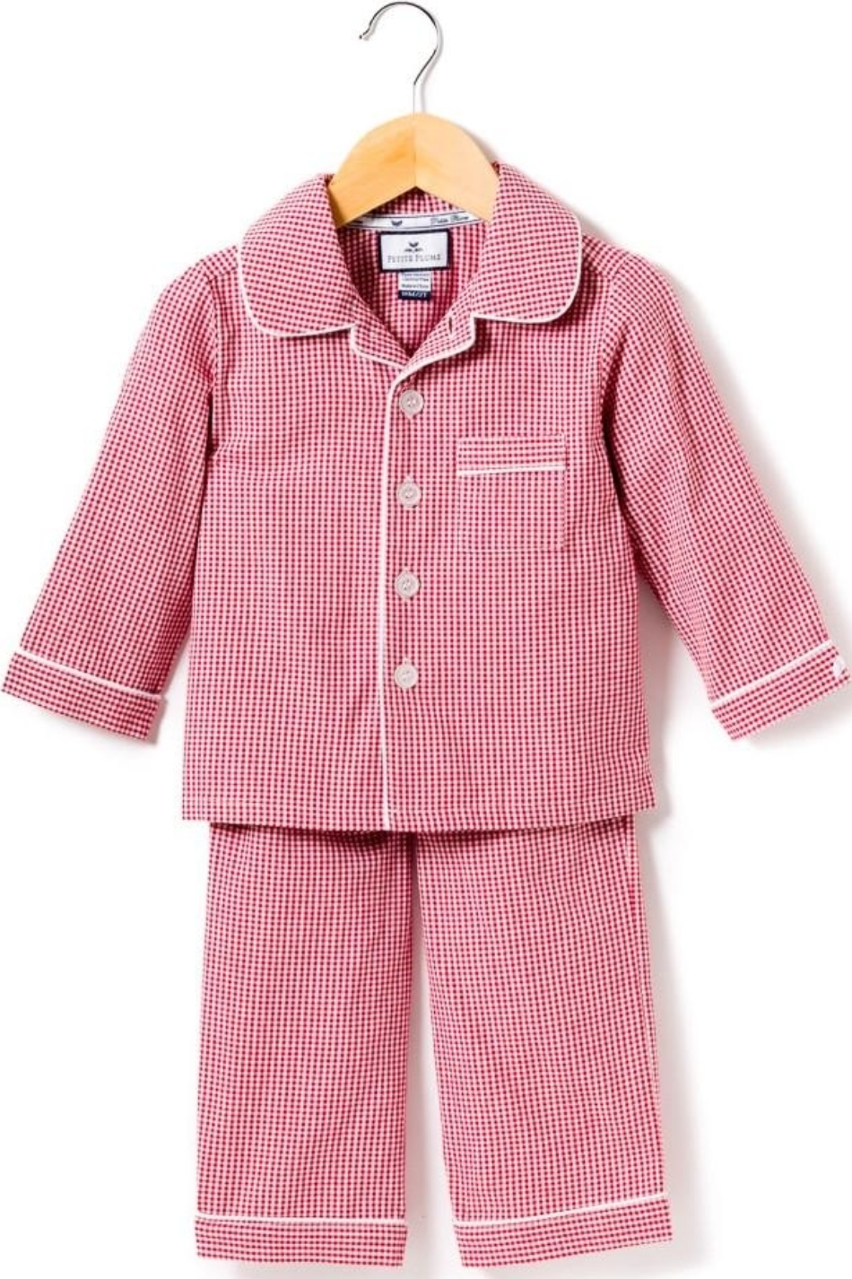 Red Mini Gingham Flannel Pajama Set