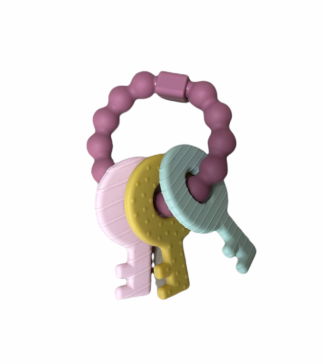 Pink Silicone Key Rattle Set