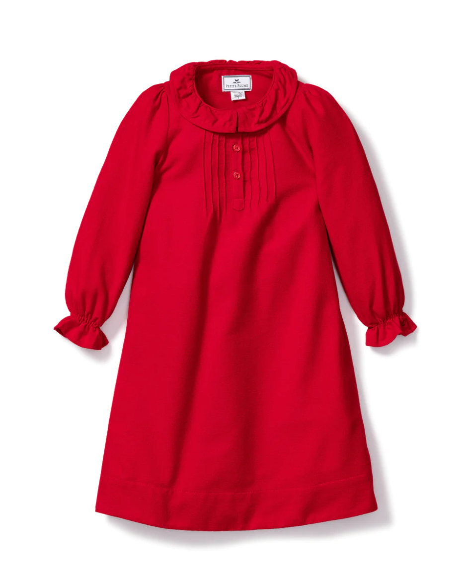 Red Flannel Victoria Nightgown