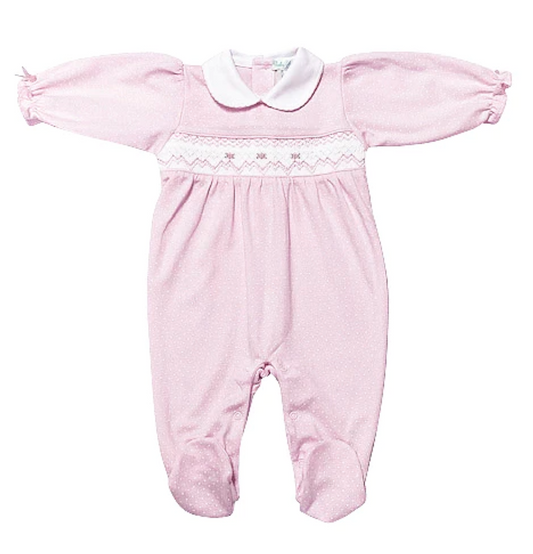 Pink Tiny Dots Smocked Footie