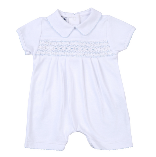 Taylor & Tyler Blue Smocked Collared Short Playsuit