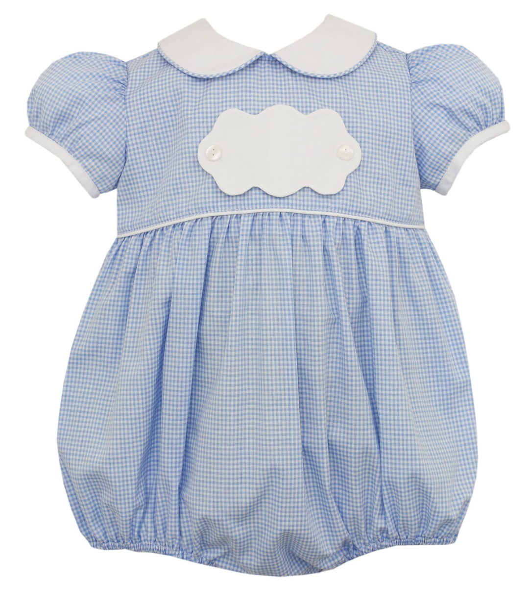 Blue Gingham Girl's Bubble with Tab