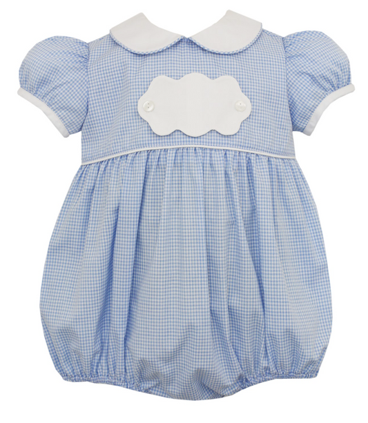 Blue Gingham Girl's Bubble with Tab