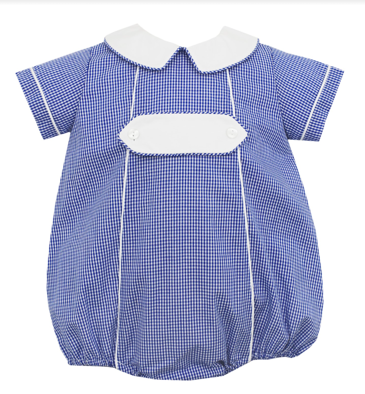 Royal Gingham Boys Bubble with Tab