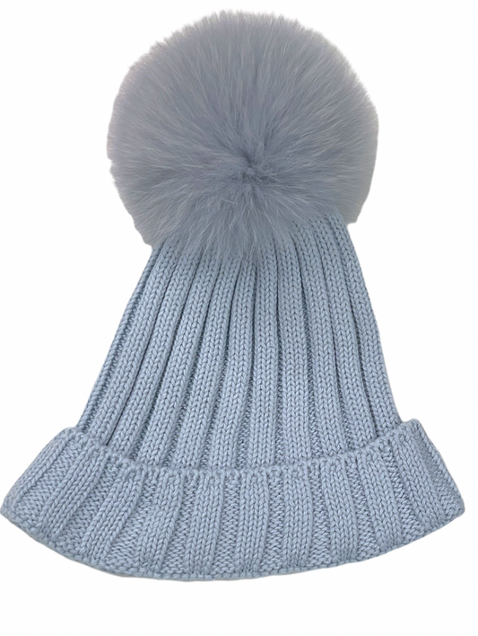 Toboggan Lt. Blue Hat with Lt. Blue Pom Pom