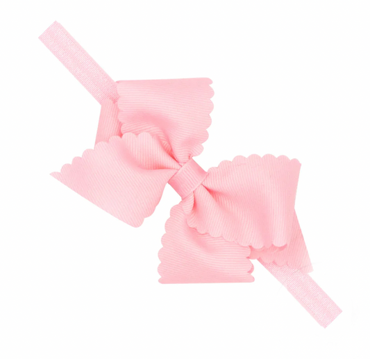 Extra Small Scallop Baby Headband, Light Pink