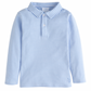Long Sleeve Striped Polo, Light Blue Stripe